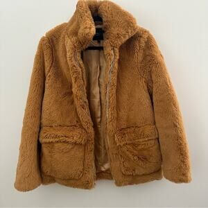Barney’s Originals Cozy Tan Faux Fur Teddy Bear Jacket Size 10